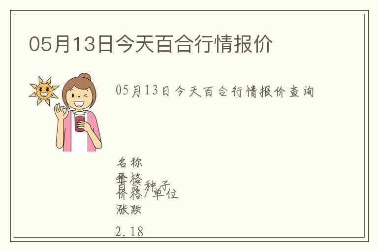 05月13日今天百合行情報價