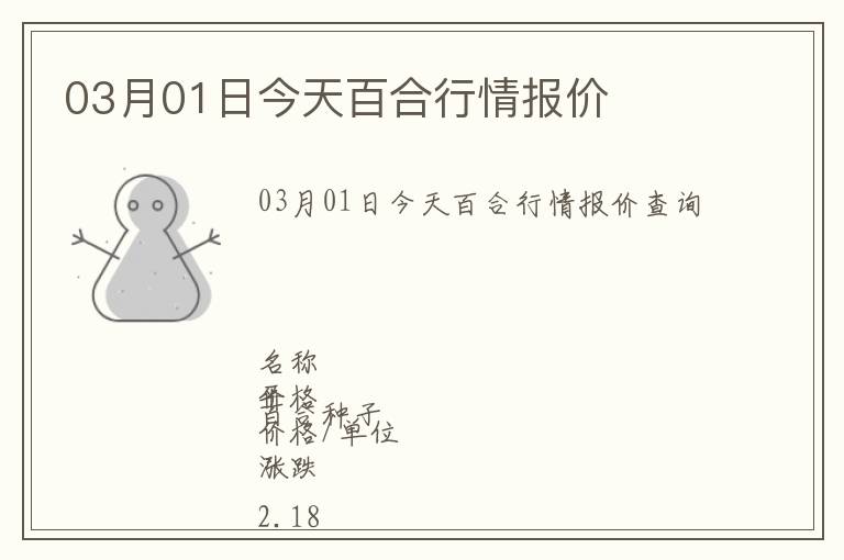03月01日今天百合行情報價