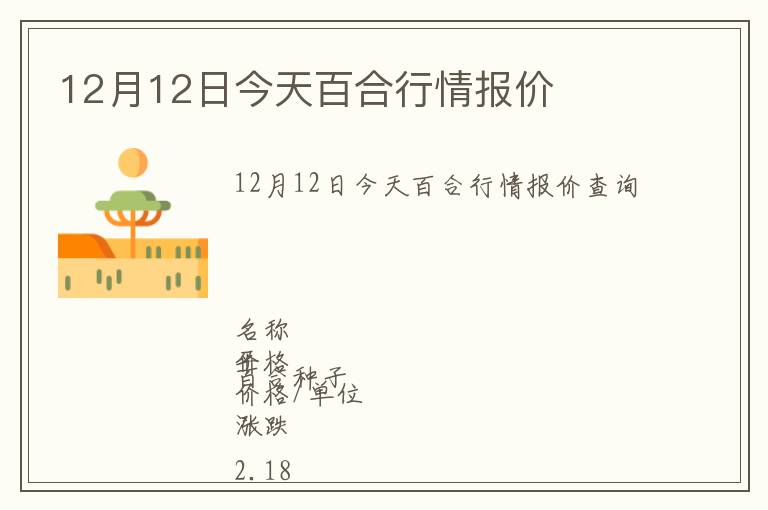 12月12日今天百合行情報價