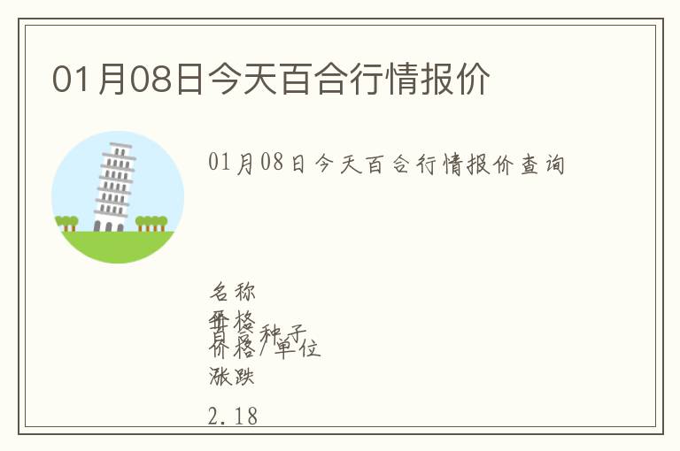 01月08日今天百合行情報價