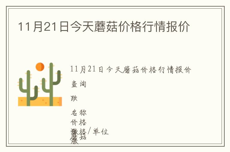 11月21日今天蘑菇價格行情報價