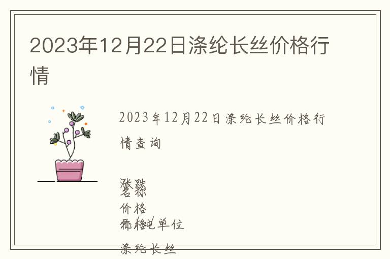 2023年12月22日滌綸長絲價格行情