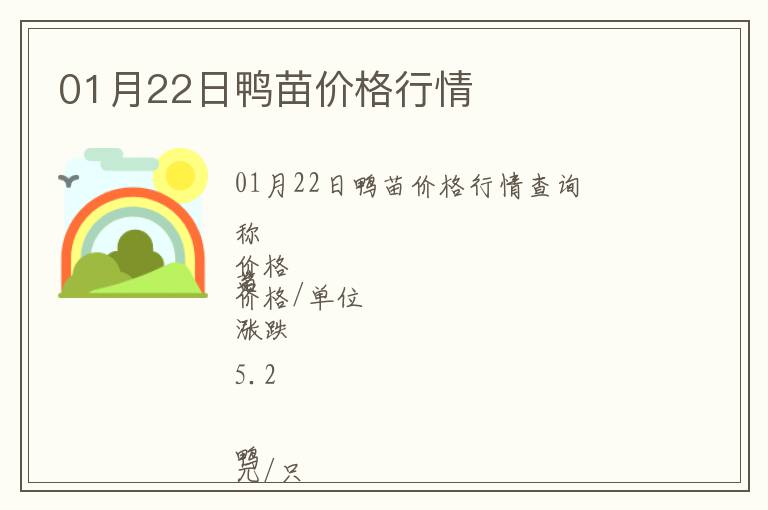 01月22日鴨苗價格行情