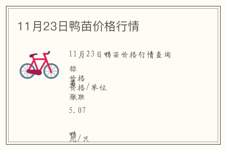 11月23日鴨苗價格行情