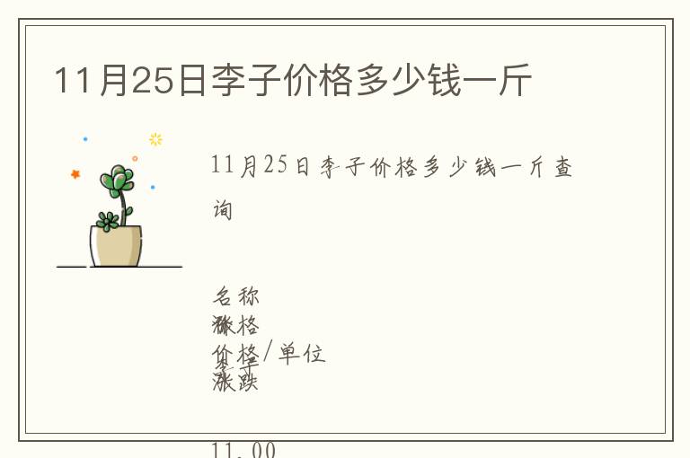11月25日李子價格多少錢一斤