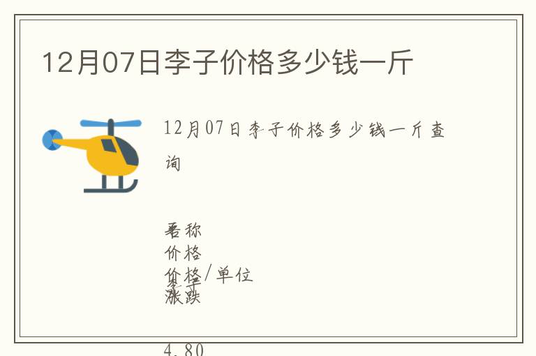 12月07日李子價格多少錢一斤