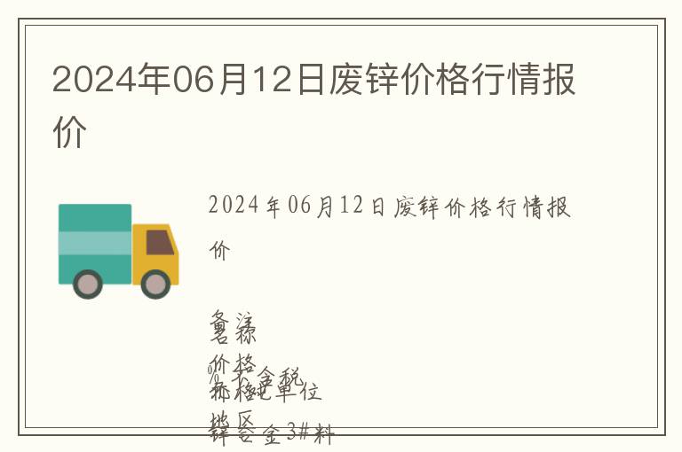 2024年06月12日廢鋅價格行情報價