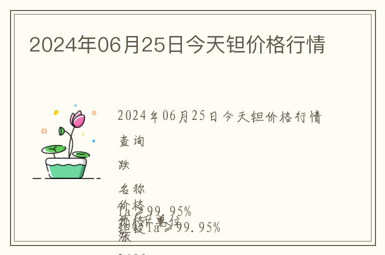 2024年06月25日今天鉭價格行情