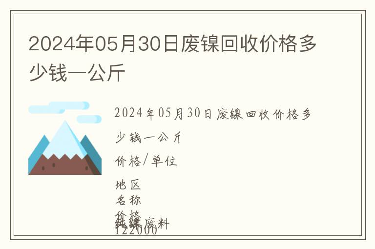 2024年05月30日廢鎳回收價格多少錢一公斤