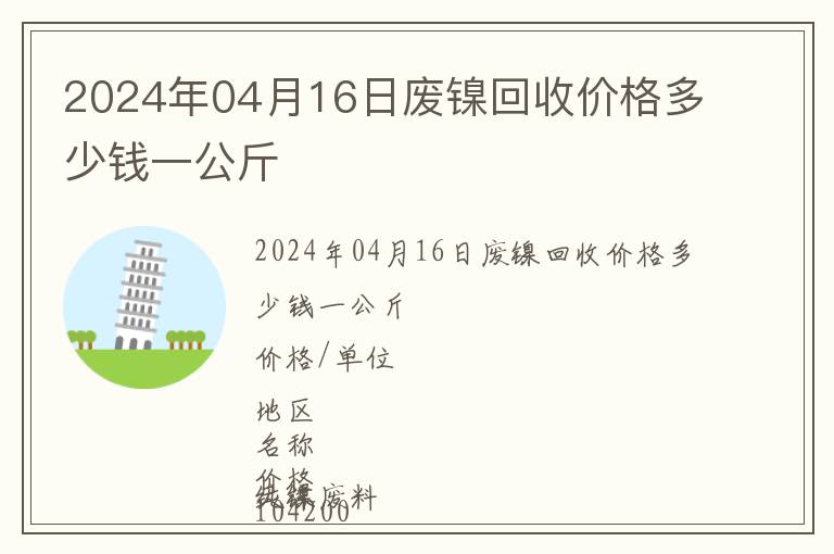 2024年04月16日廢鎳回收價格多少錢一公斤