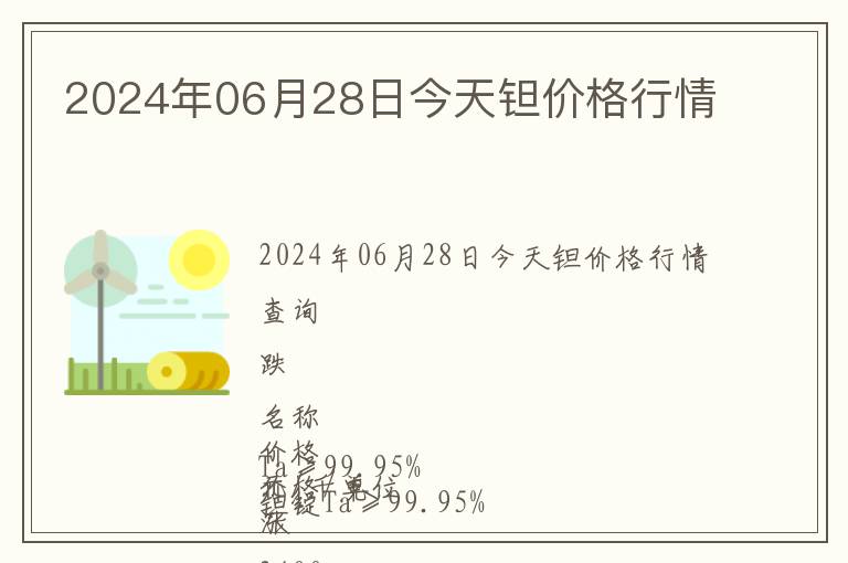 2024年06月28日今天鉭價格行情