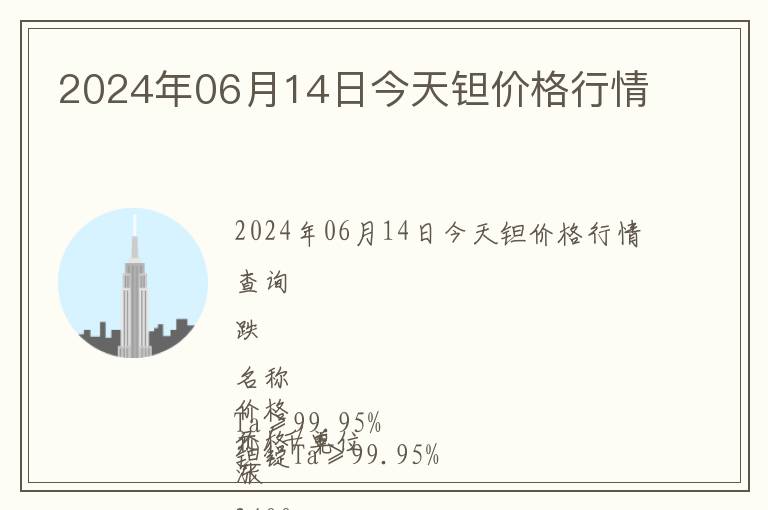 2024年06月14日今天鉭價格行情