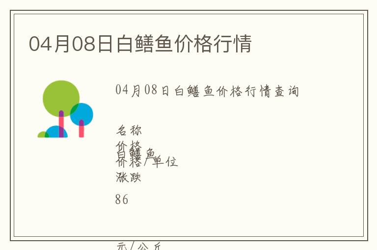 04月08日白鱔魚價格行情