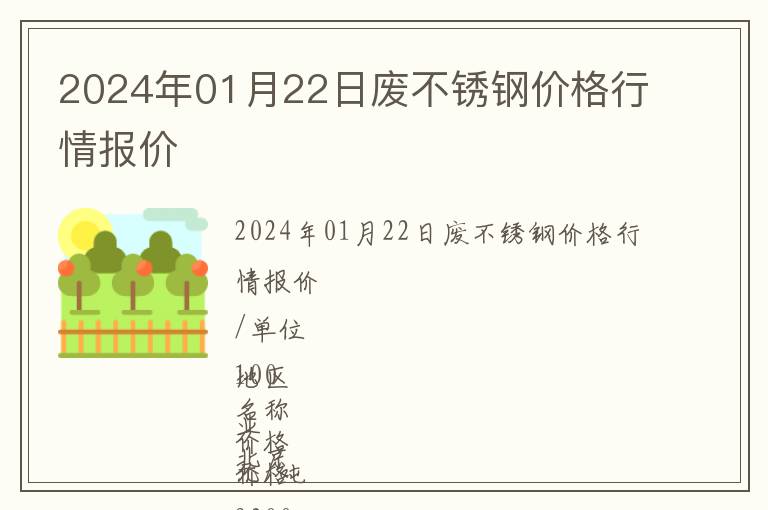 2024年01月22日廢不銹鋼價格行情報價