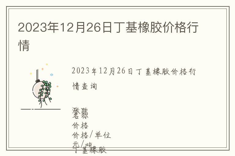 2023年12月26日丁基橡膠價格行情
