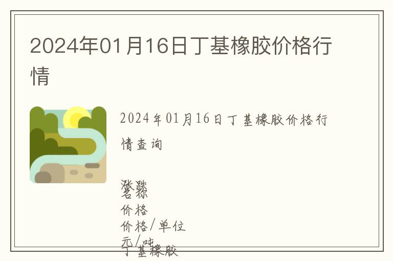 2024年01月16日丁基橡膠價格行情