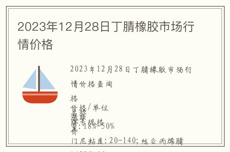 2023年12月28日丁腈橡膠市場行情價格