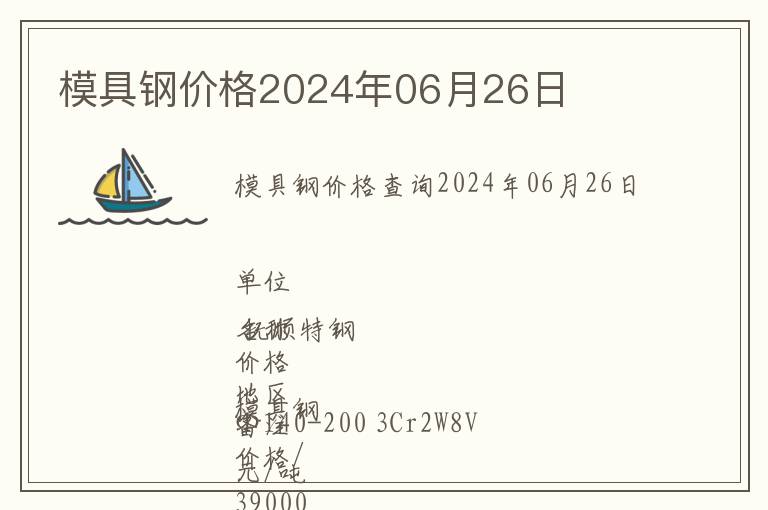 模具鋼價格2024年06月26日