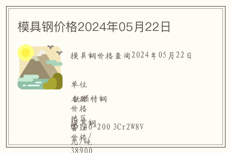 模具鋼價格2024年05月22日