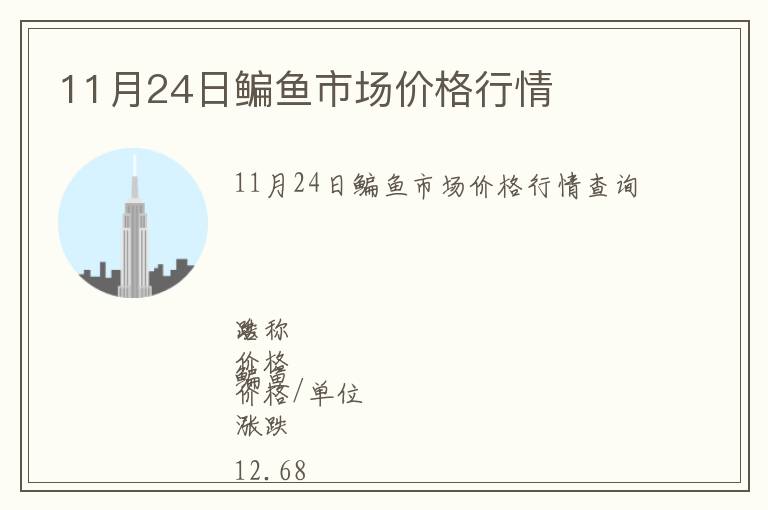 11月24日鳊魚市場價格行情