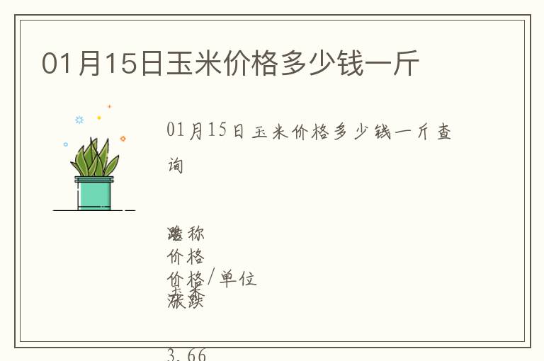 01月15日玉米價格多少錢一斤
