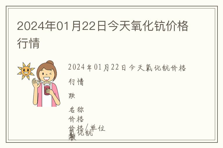 2024年01月22日今天氧化鈧價格行情