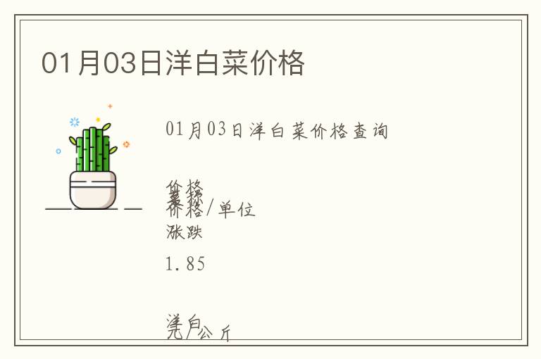 01月03日洋白菜價格