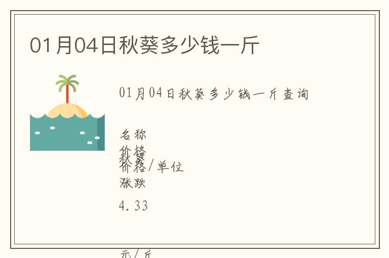 01月04日秋葵多少錢一斤