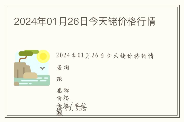 2024年01月26日今天銠價格行情