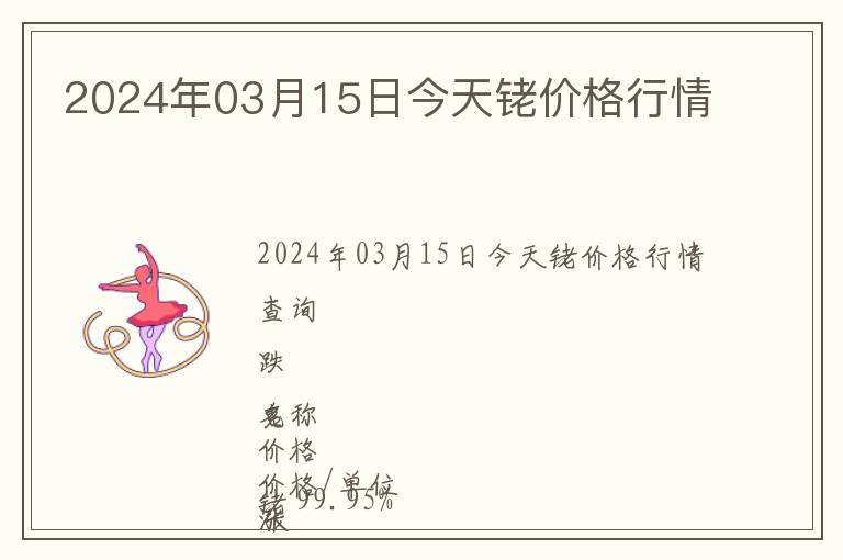 2024年03月15日今天銠價格行情