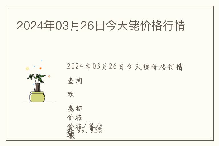 2024年03月26日今天銠價格行情