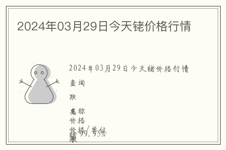 2024年03月29日今天銠價格行情