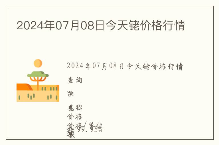 2024年07月08日今天銠價格行情
