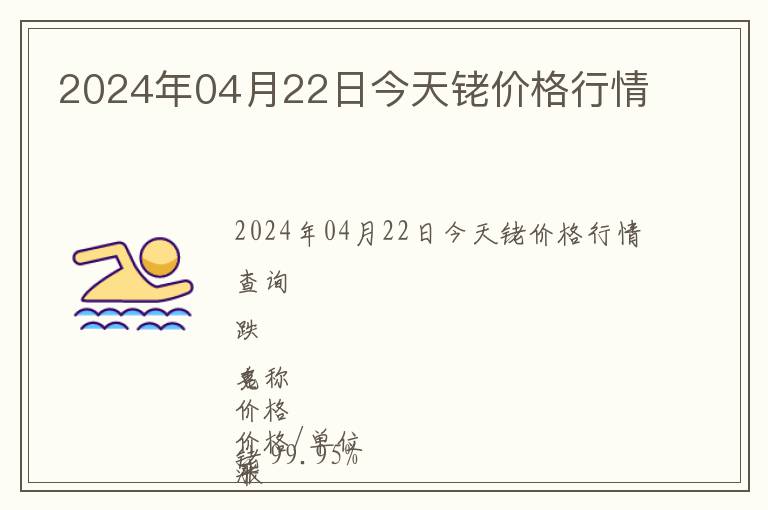 2024年04月22日今天銠價格行情