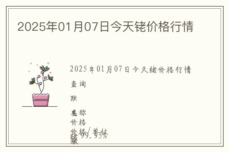 2025年01月07日今天銠價格行情