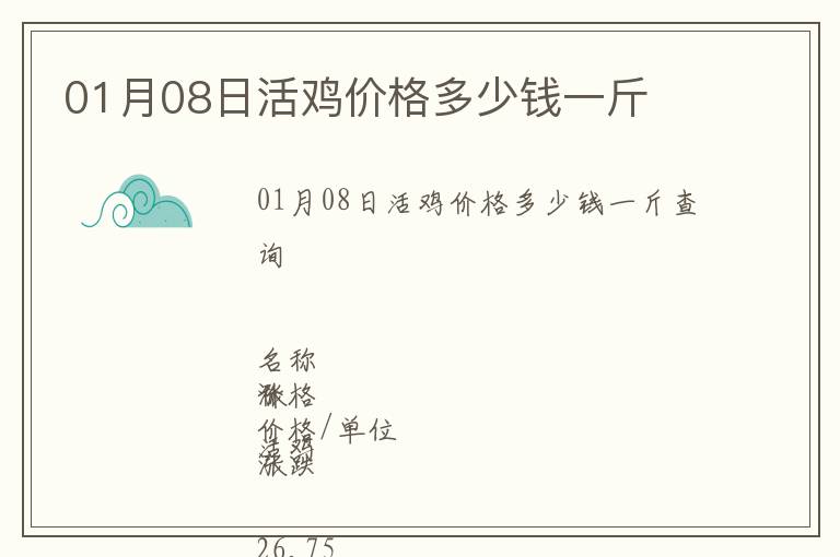 01月08日活雞價格多少錢一斤