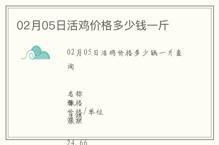 02月05日活雞價格多少錢一斤