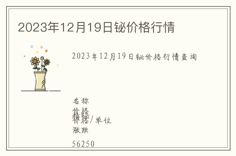 2023年12月19日鉍價格行情