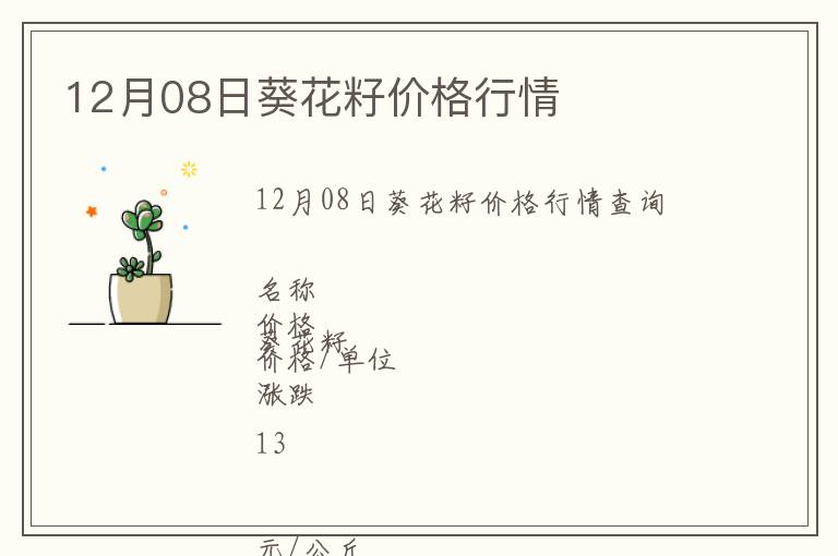 12月08日葵花籽價格行情
