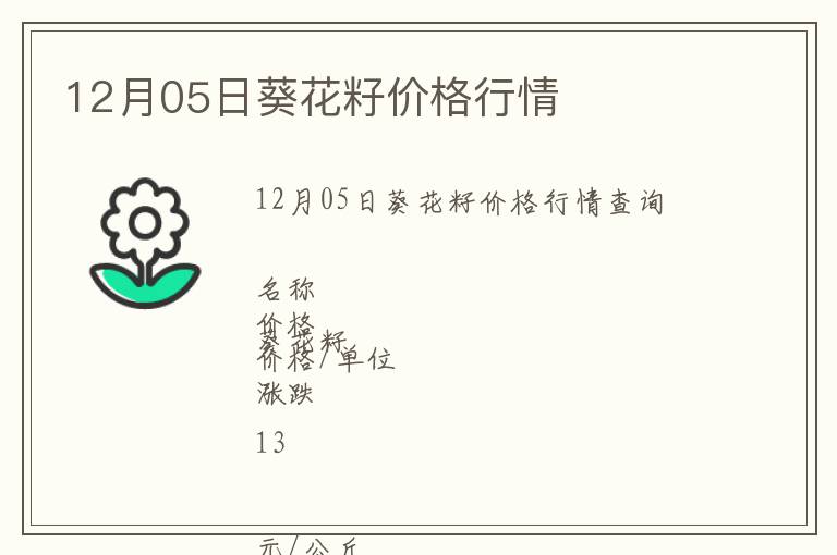 12月05日葵花籽價格行情