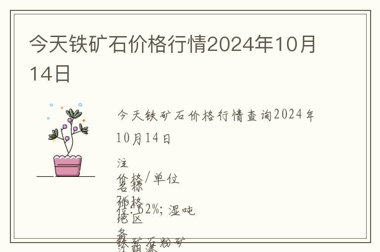 今天鐵礦石價格行情2024年10月14日