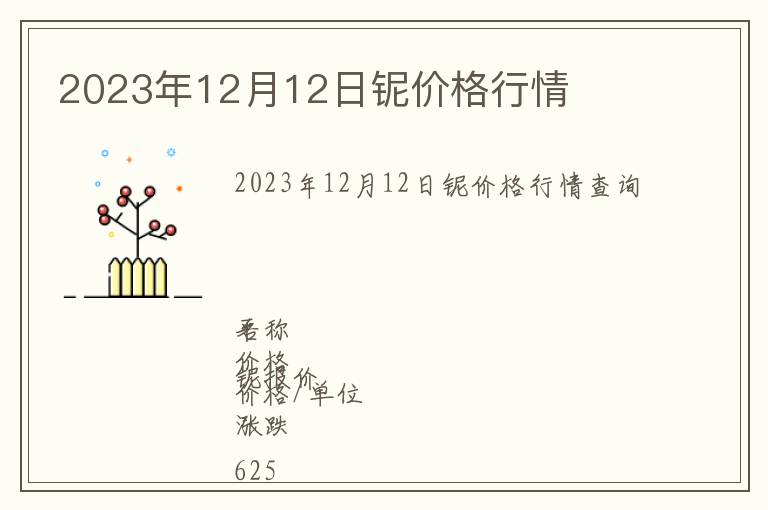 2023年12月12日鈮價格行情