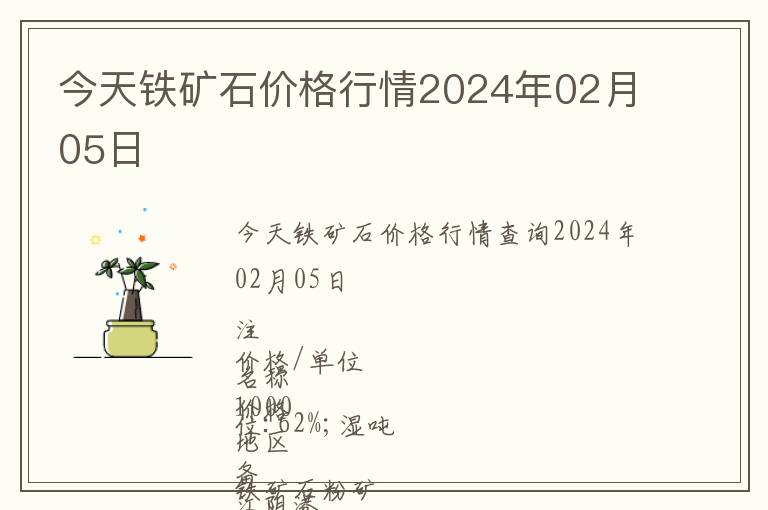 今天鐵礦石價格行情2024年02月05日