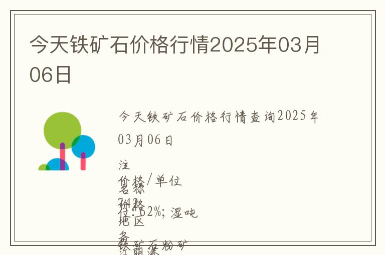 今天鐵礦石價格行情2025年03月06日