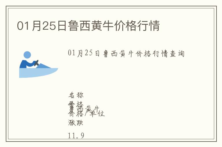 01月25日魯西黃牛價格行情