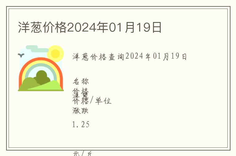 洋蔥價格2024年01月19日