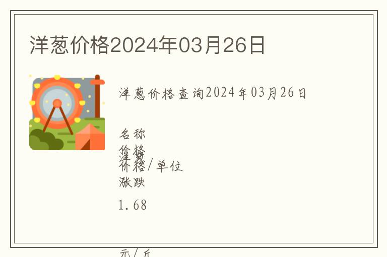 洋蔥價格2024年03月26日