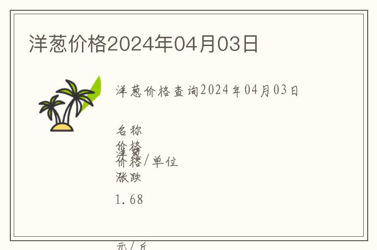 洋蔥價格2024年04月03日
