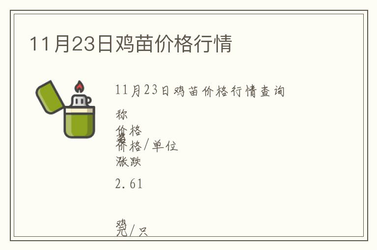 11月23日雞苗價格行情