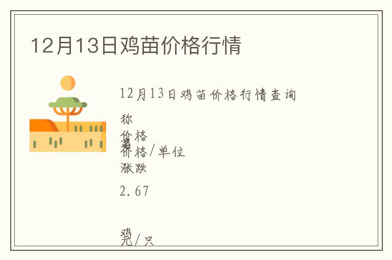 12月13日雞苗價格行情
